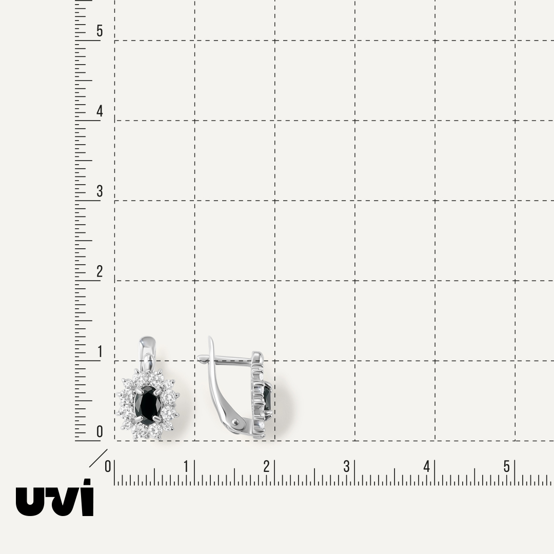 Серебряные серьги со шпинелью "Цветы"