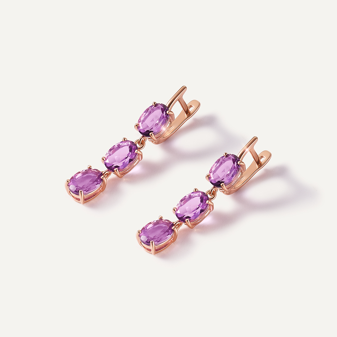 Серебряные серьги с аметистами