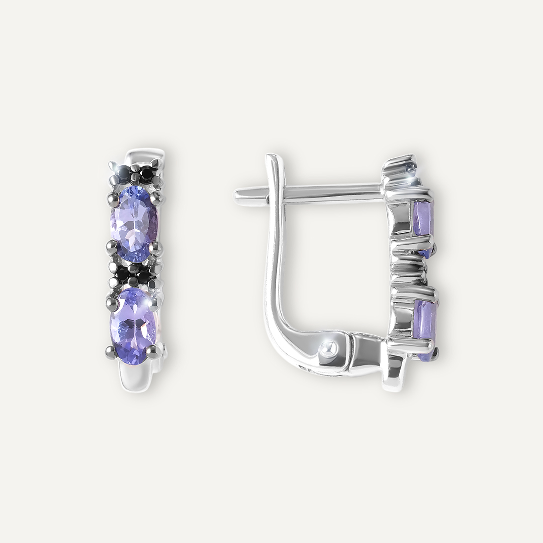 Серебряные серьги с танзанитами