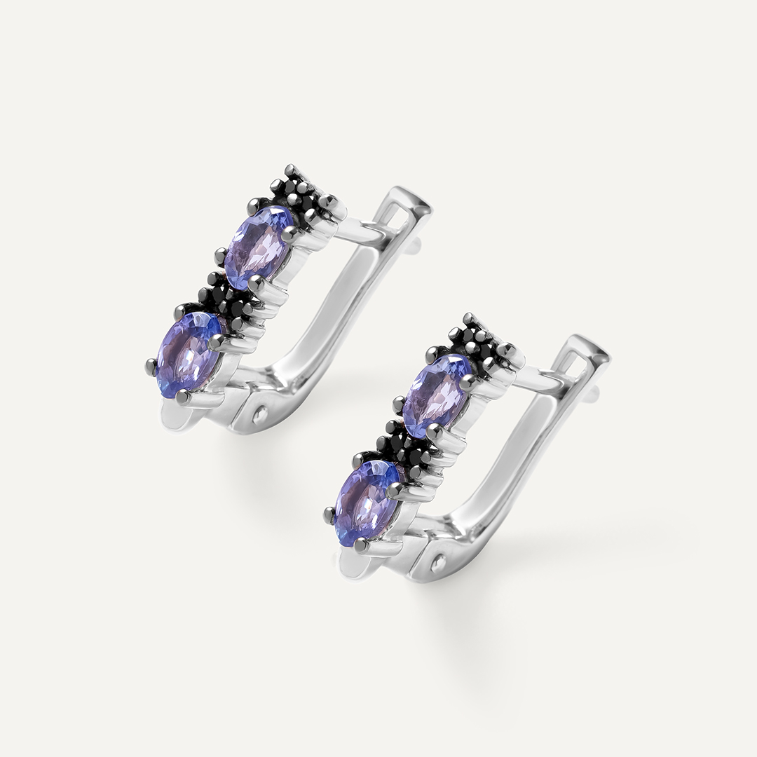 Серебряные серьги с танзанитами