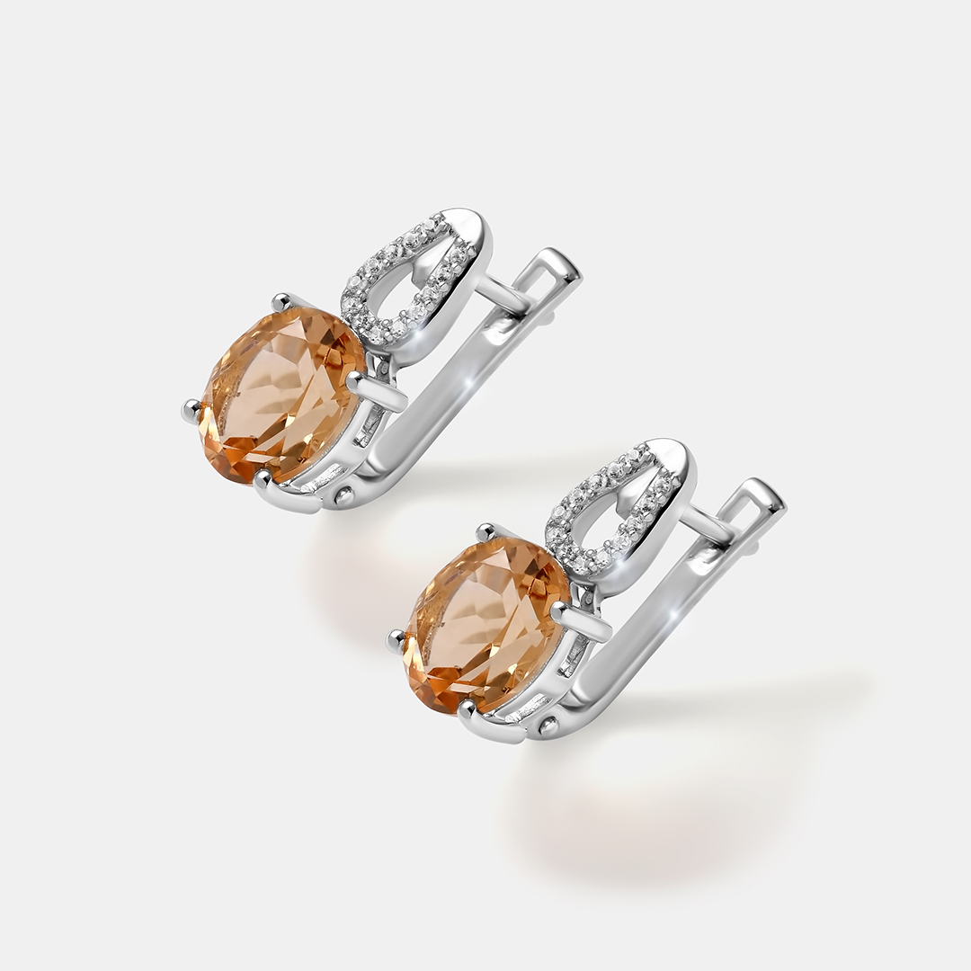 Серебряные серьги с кварцем