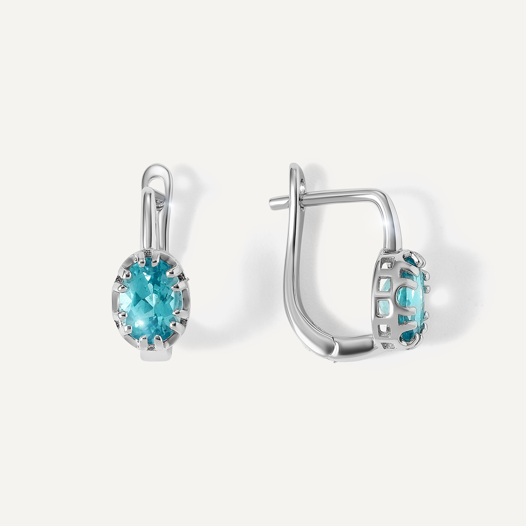 Серебряные серьги с апатитами