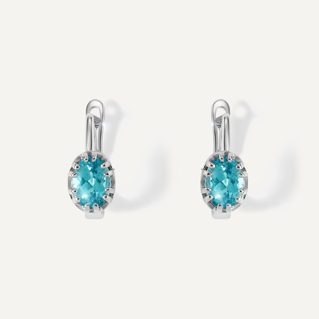 Серебряные серьги с апатитами