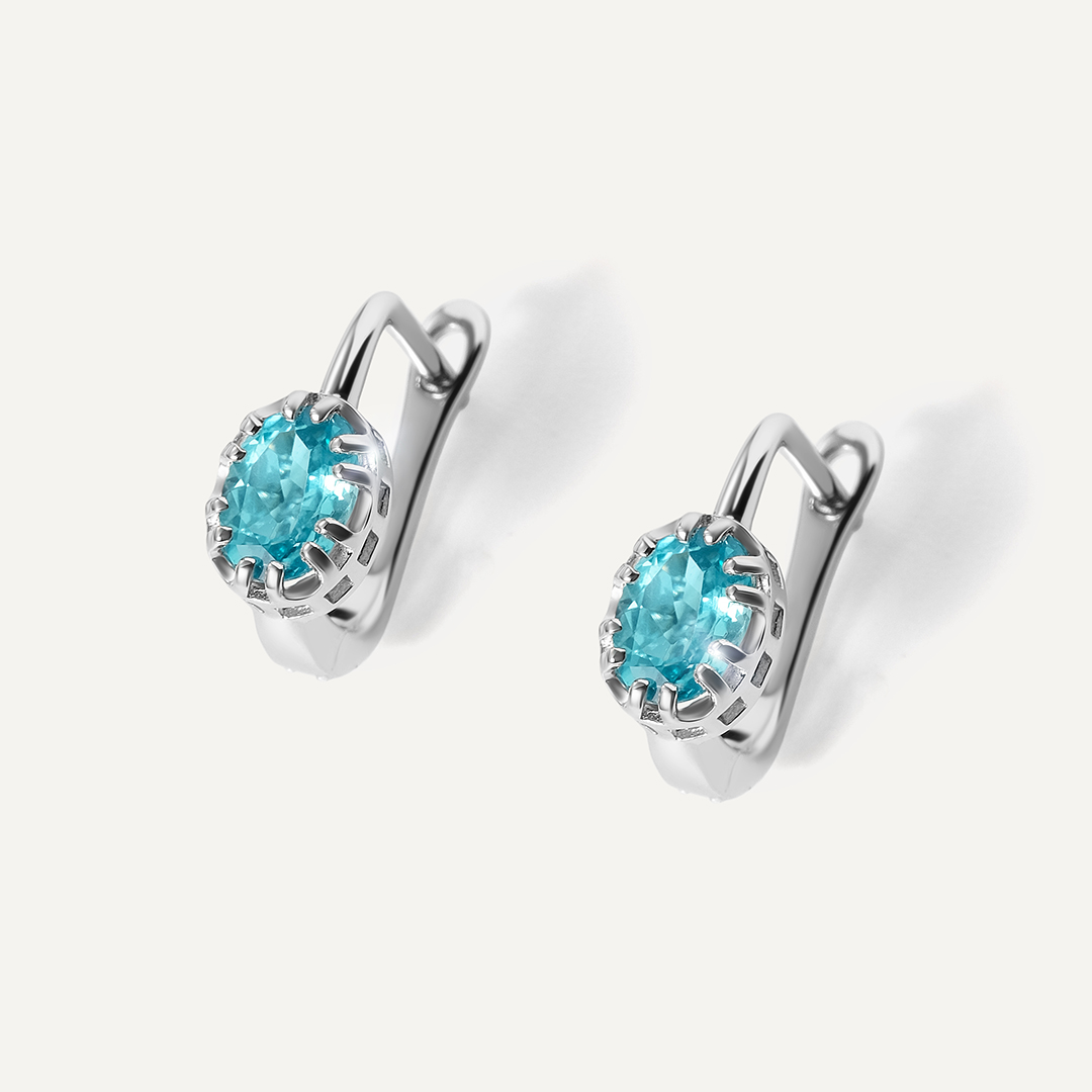 Серебряные серьги с апатитами