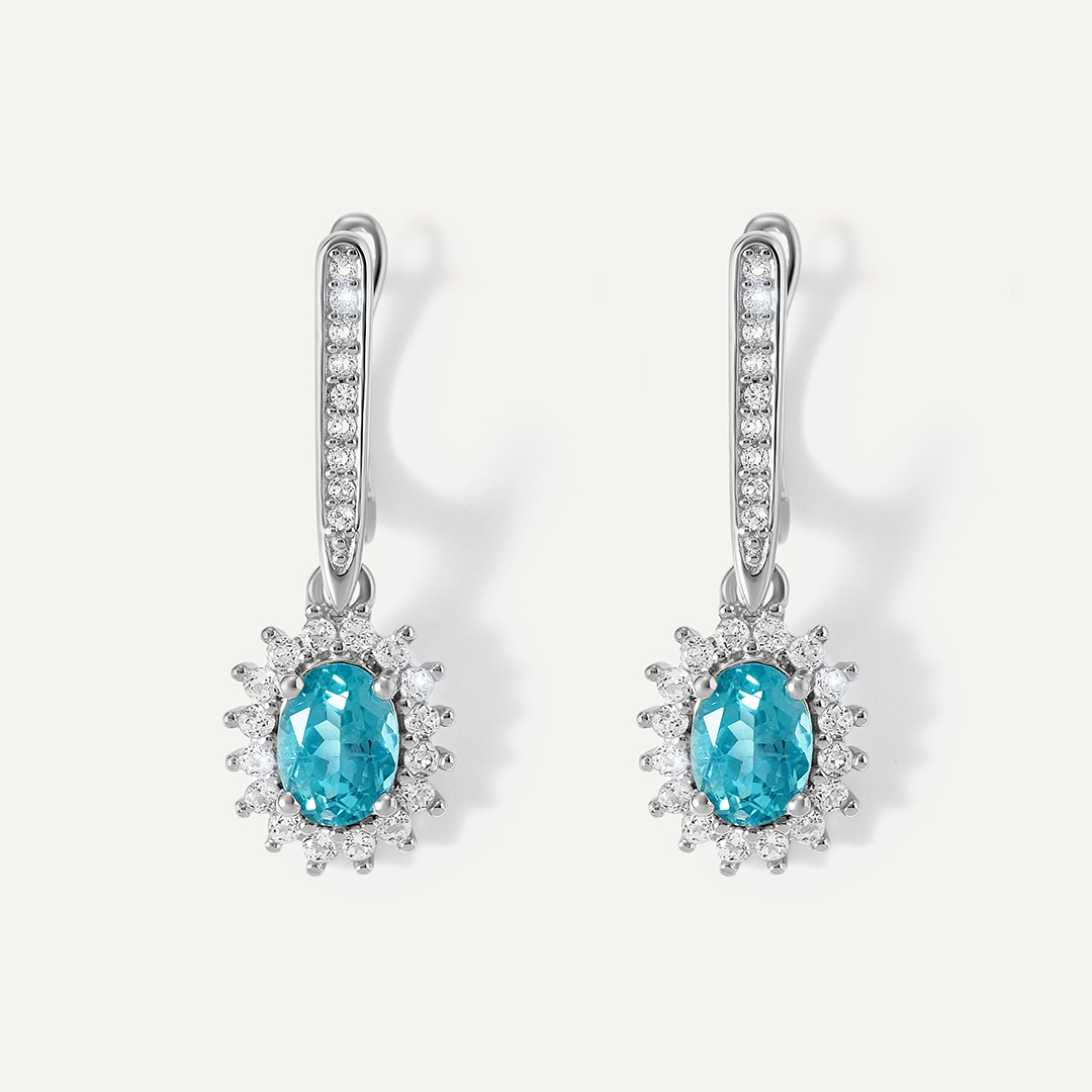 Серебряные серьги с апатитами