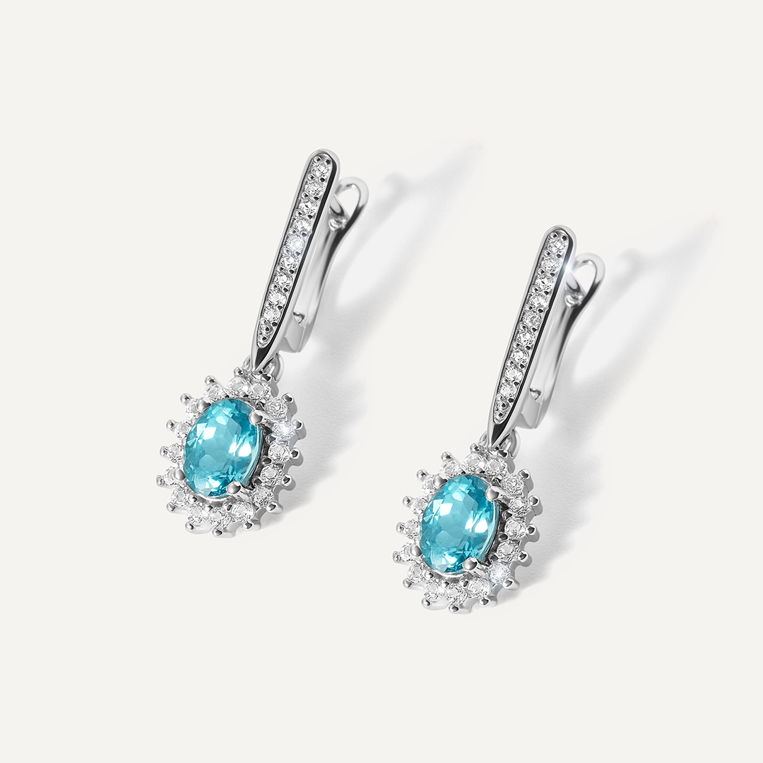 Серебряные серьги с апатитами
