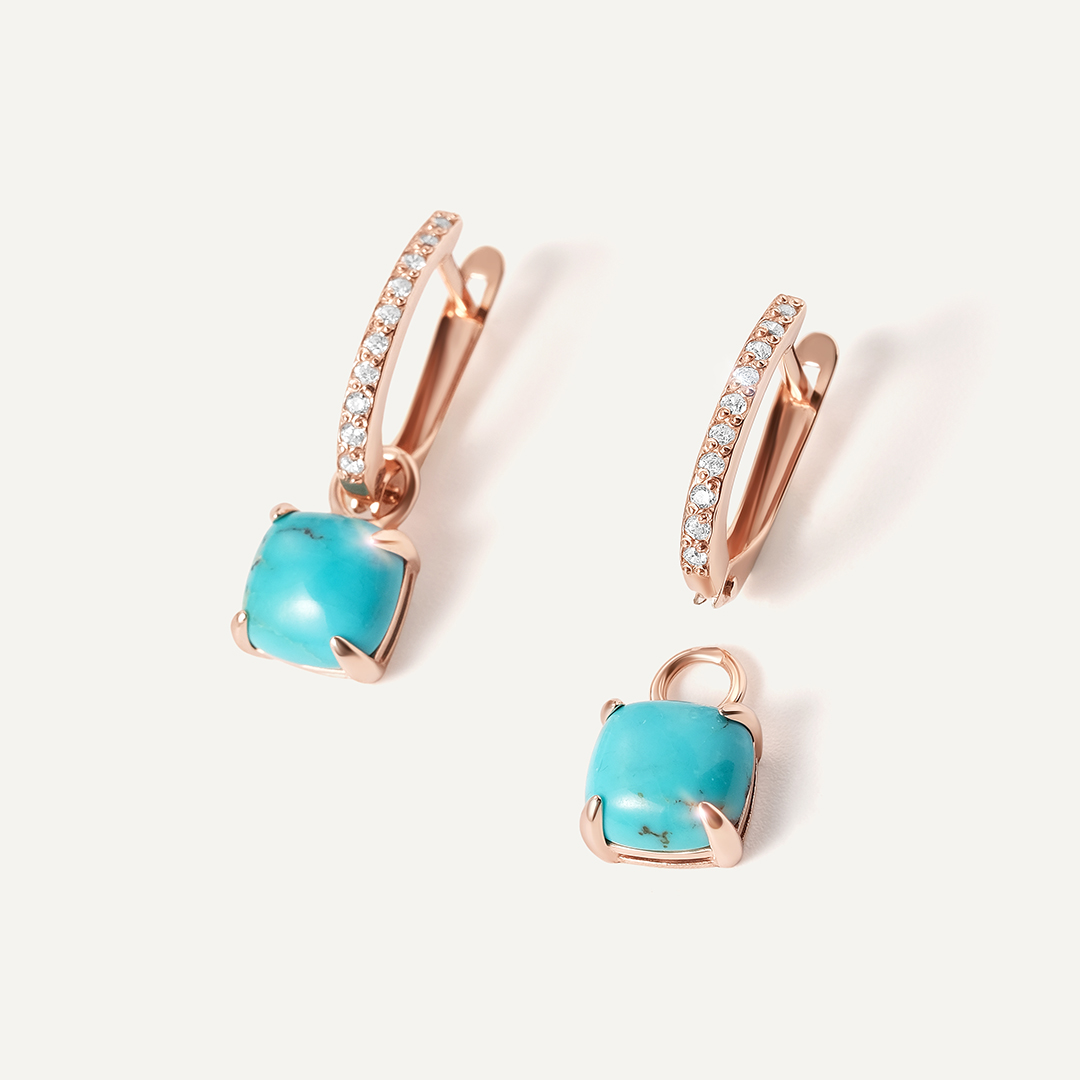 Серебряные серьги-трансформеры с бирюзой