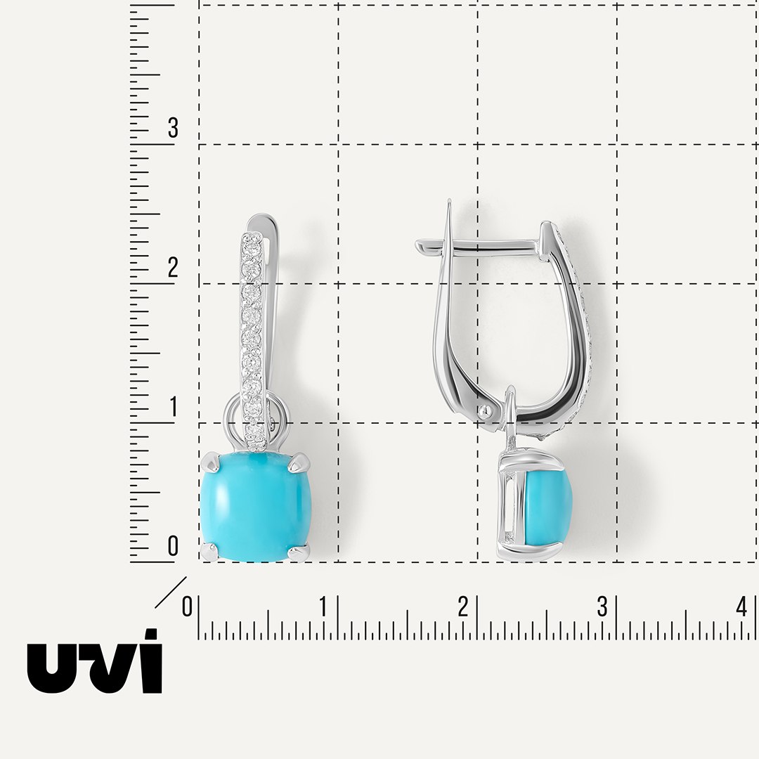 Серебряные серьги-трансформеры с бирюзой