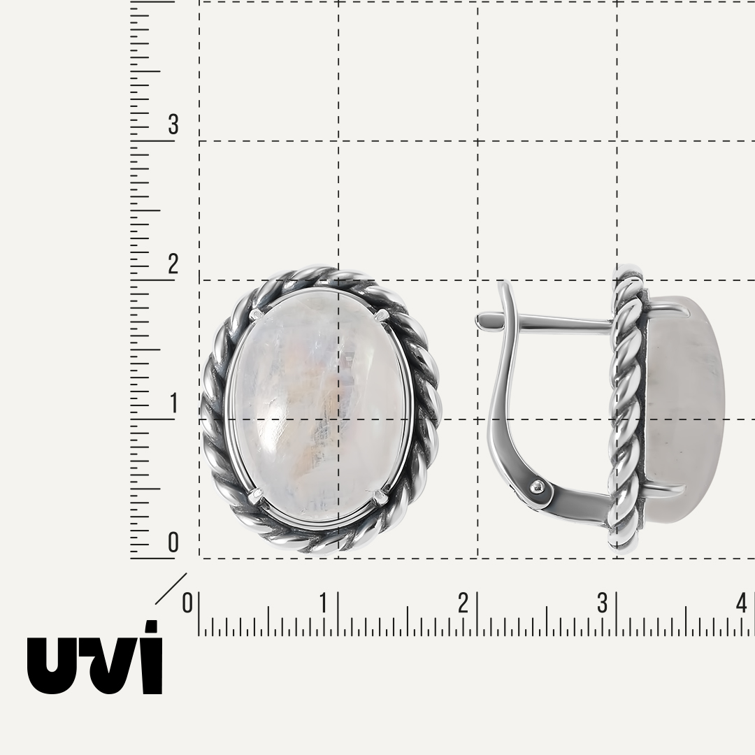 Серебряные серьги с лунными камнями