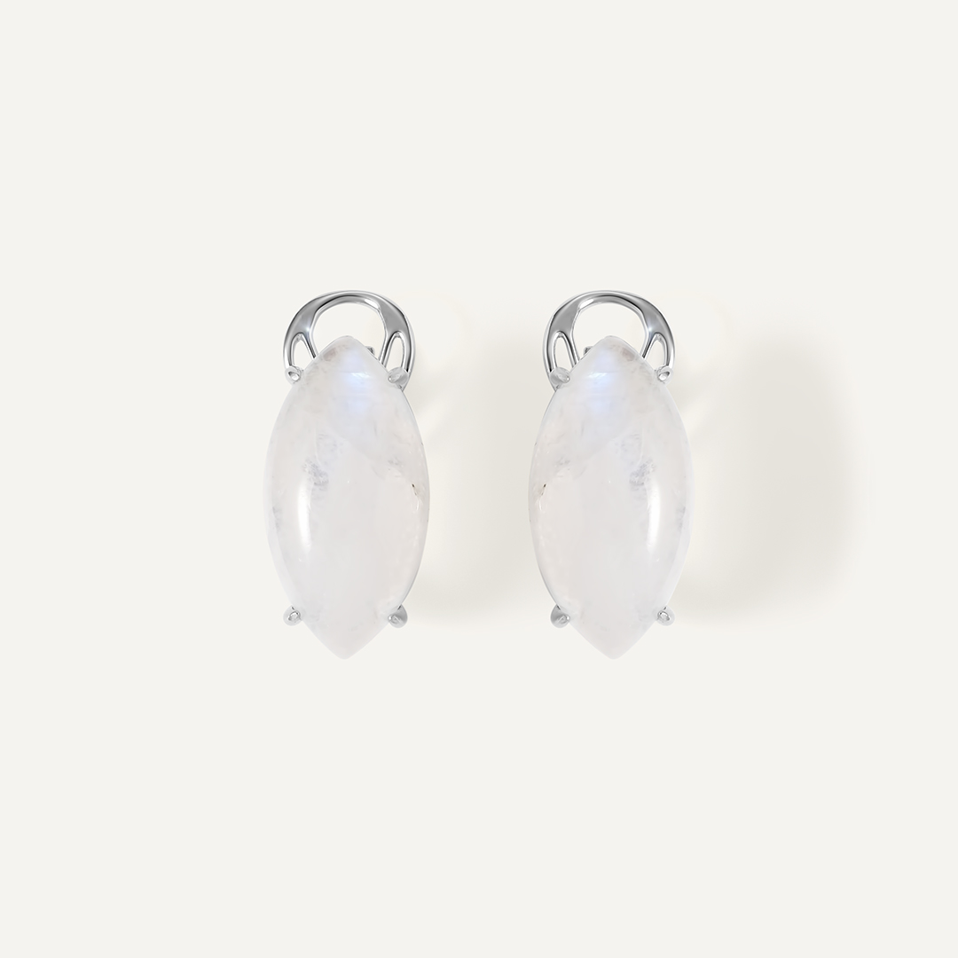 Серебряные серьги с лунными камнями