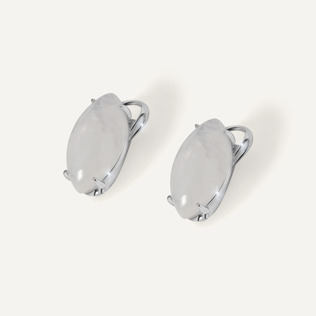 Серебряные серьги с лунными камнями