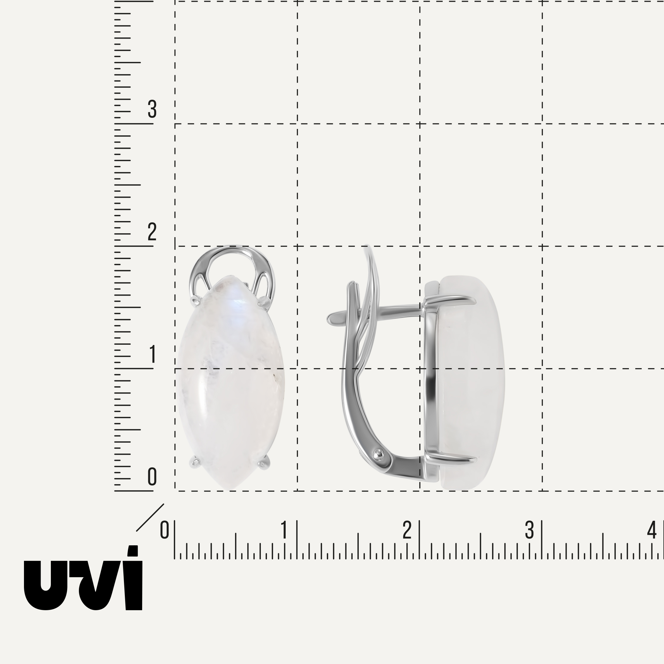 Серебряные серьги с лунными камнями