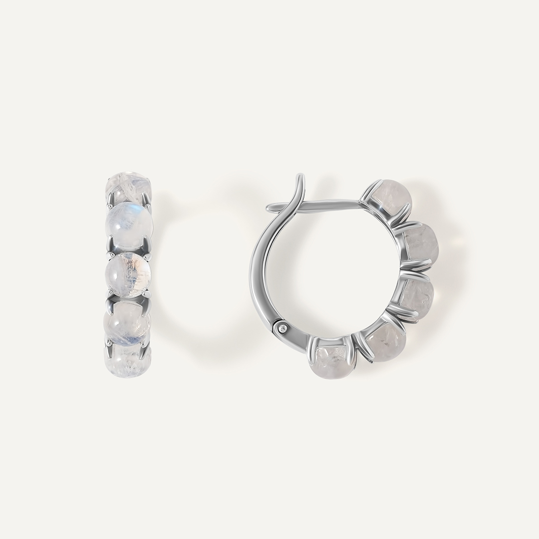 Серебряные серьги с лунными камнями