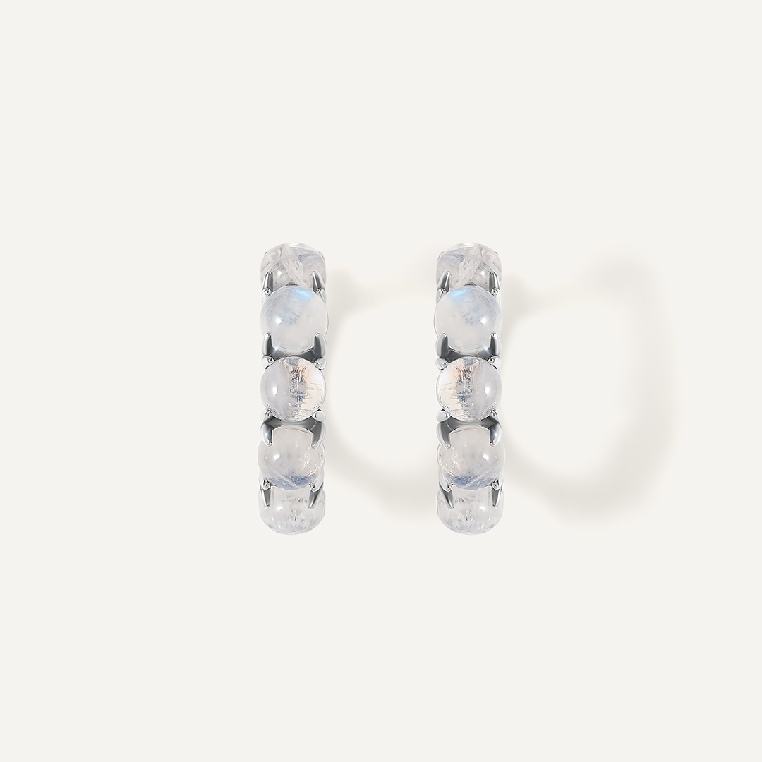 Серебряные серьги с лунными камнями