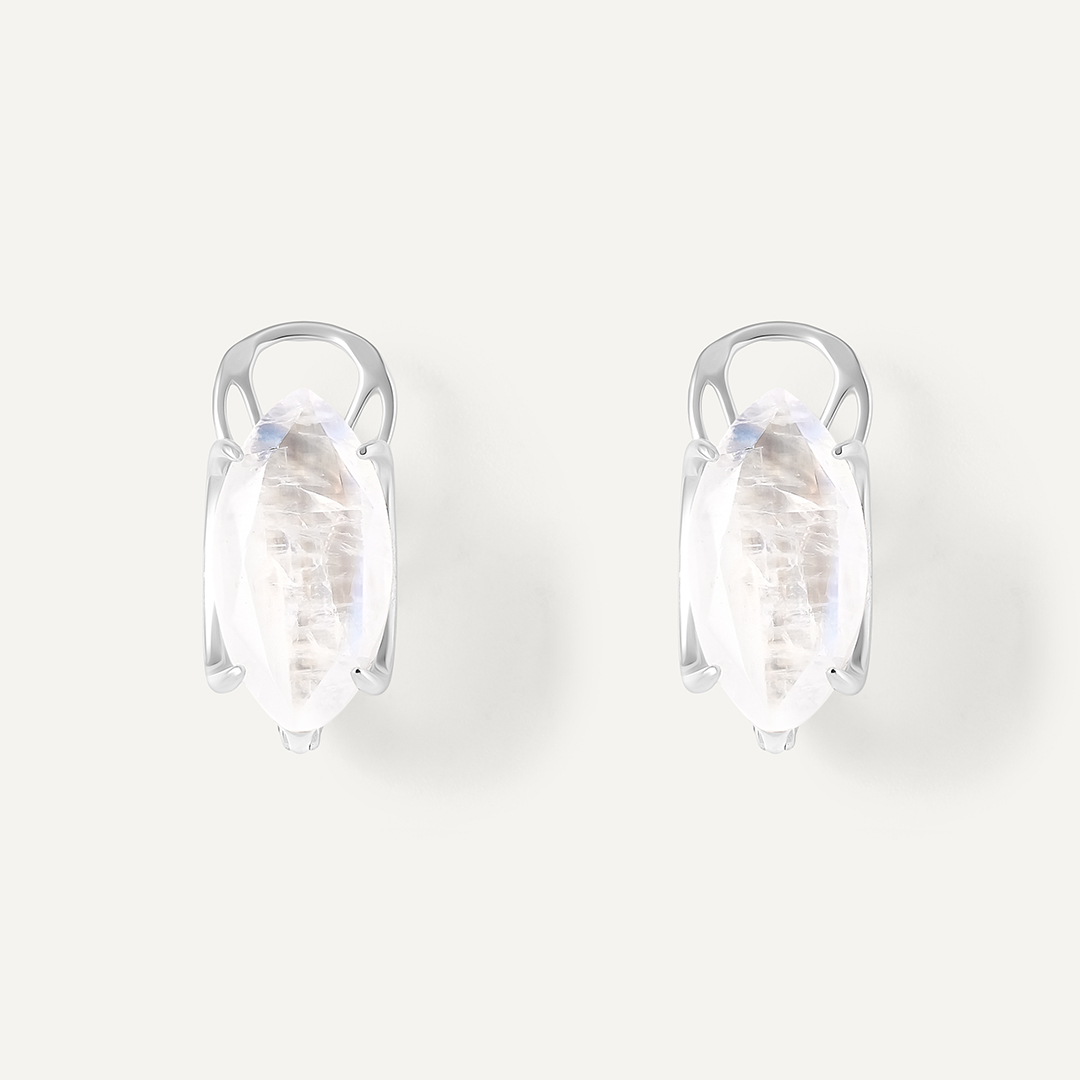 Серебряные серьги с лунными камнями