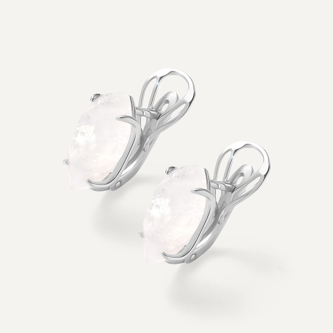 Серебряные серьги с лунными камнями