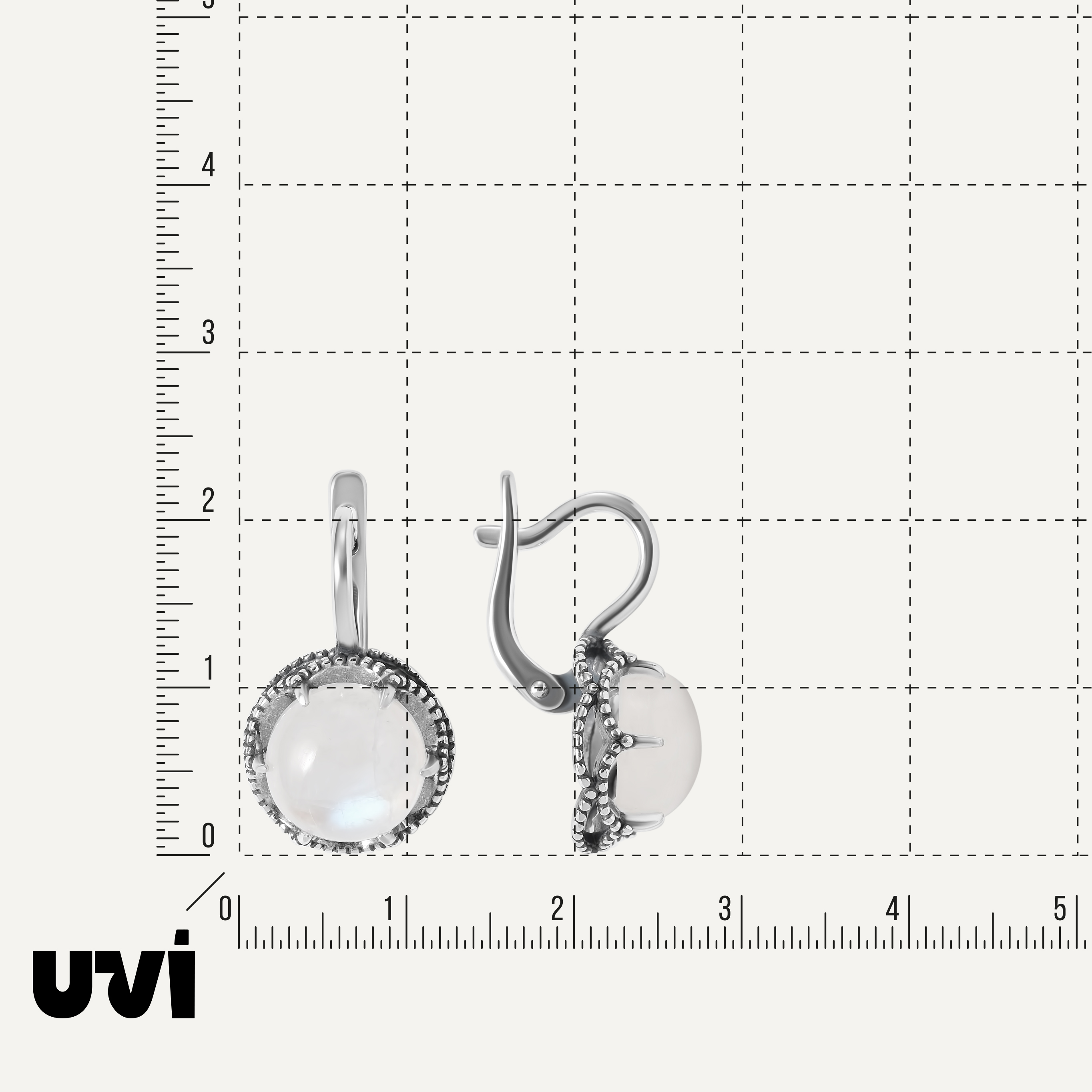 Серебряные серьги с лунными камнями