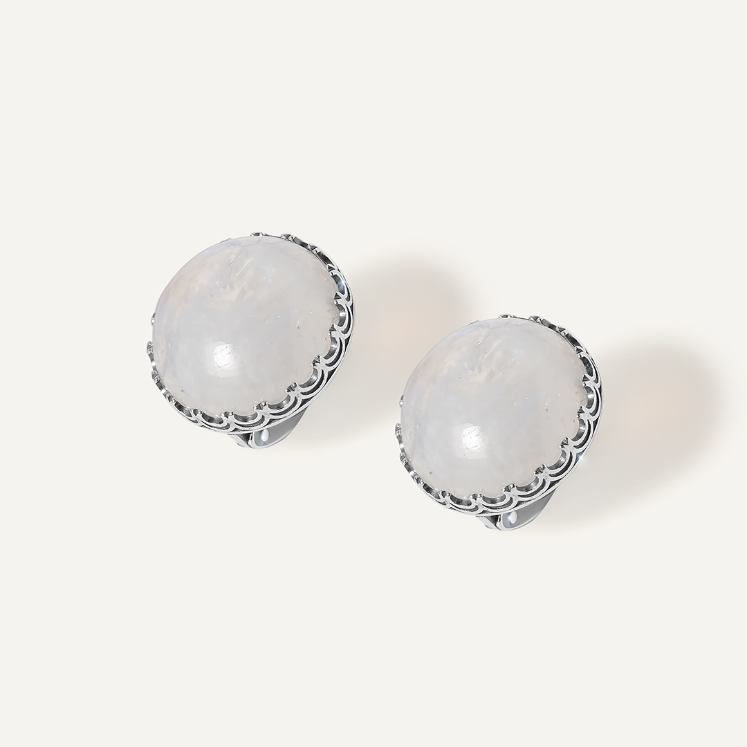 Серебряные серьги с лунными камнями