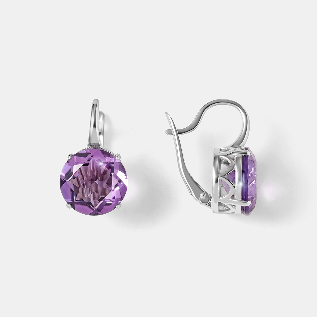 Серебряные серьги с аметистами