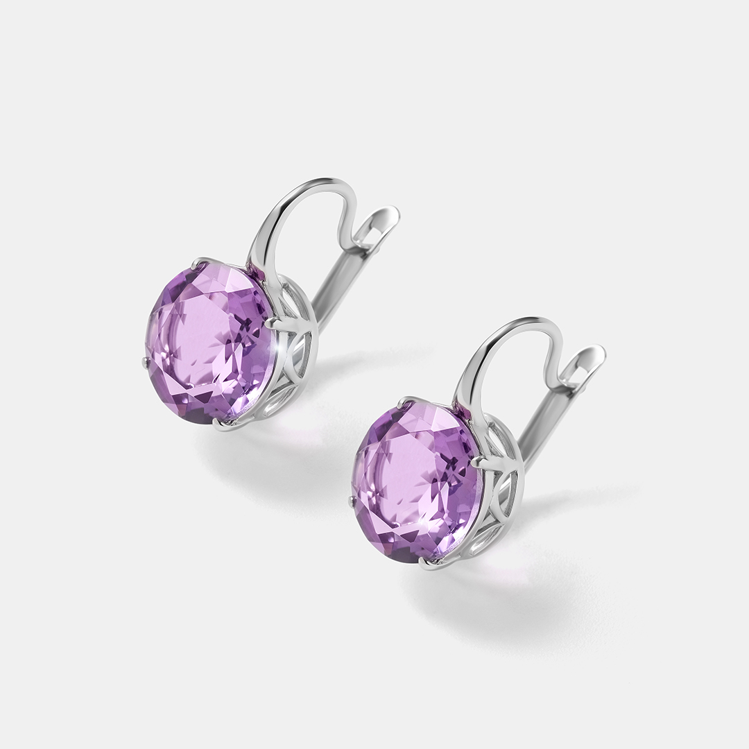 Серебряные серьги с аметистами