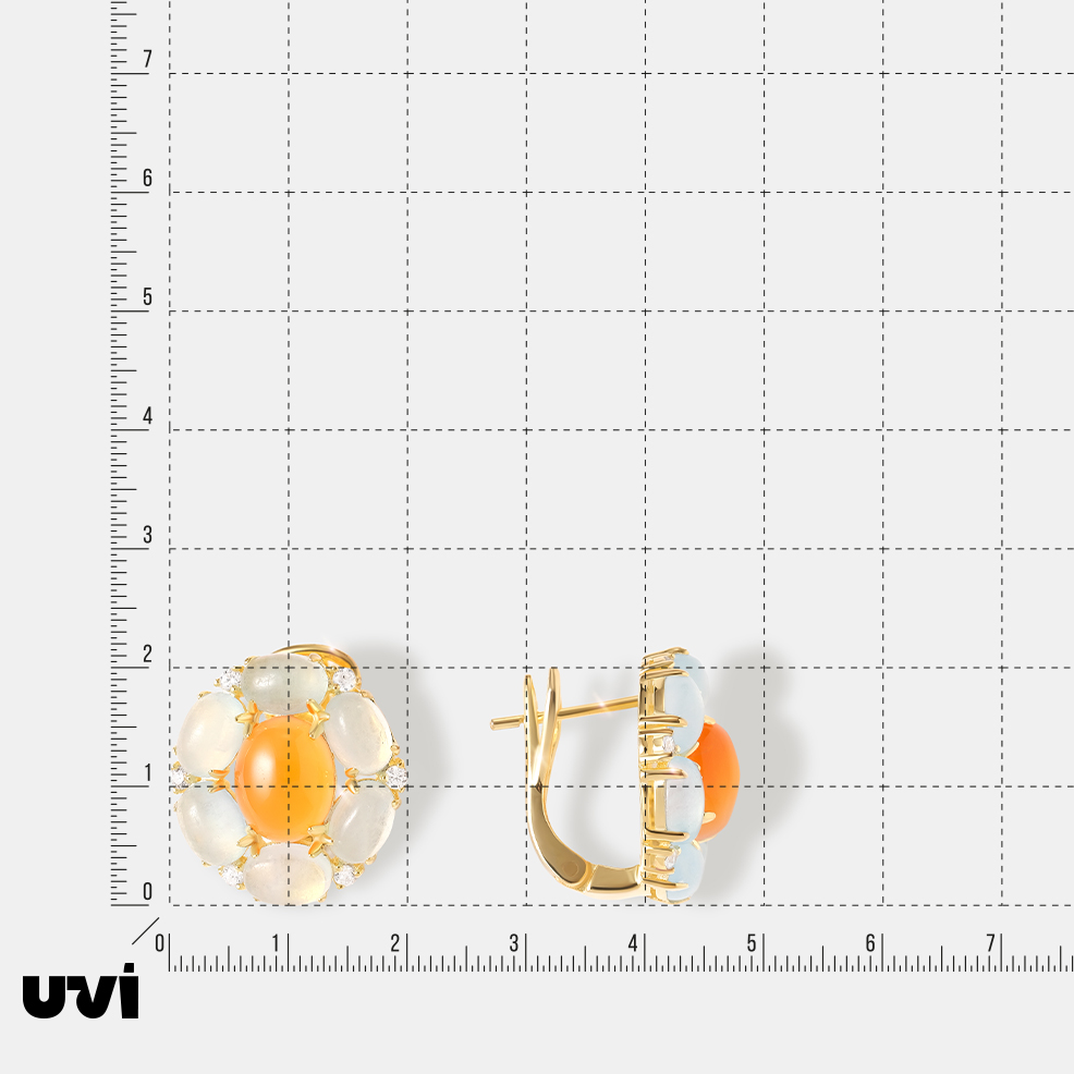Серебряные серьги с аквамаринами и халцедонами