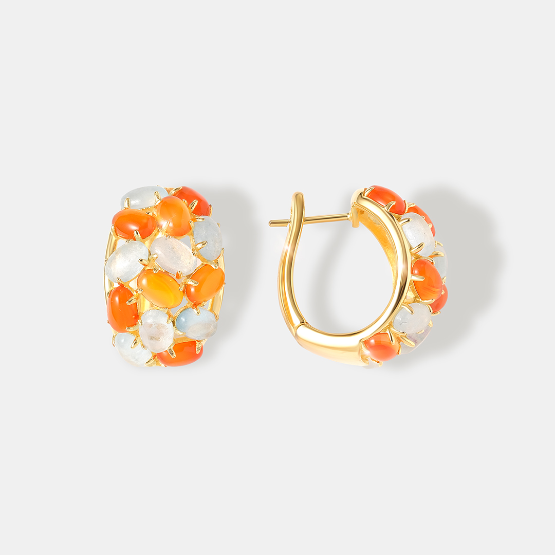 Серебряные серьги с аквамаринами и халцедонами