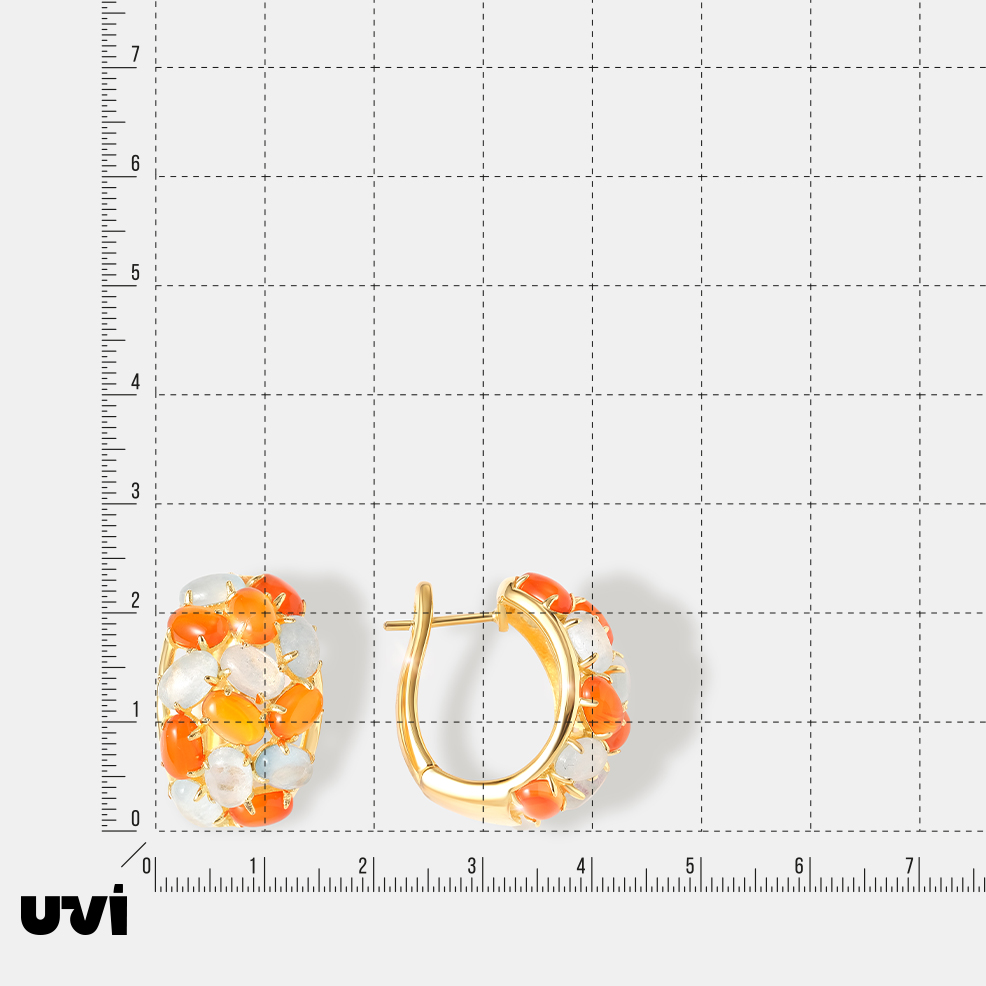 Серебряные серьги с аквамаринами и халцедонами