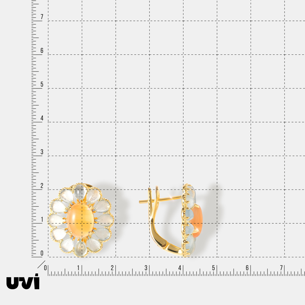 Серебряные серьги с аквамаринами и халцедонами