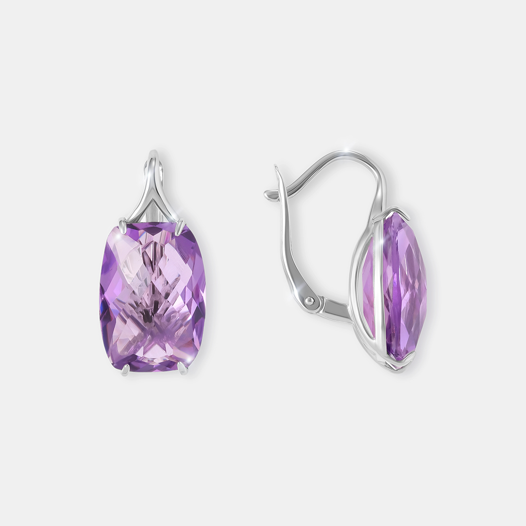 Серебряные серьги с аметистами