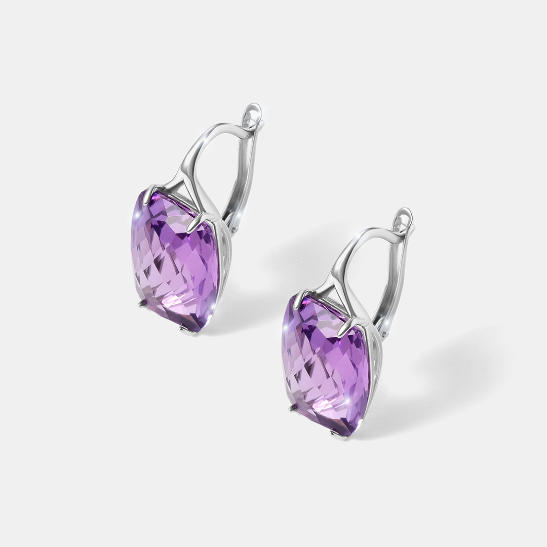 Серебряные серьги с аметистами