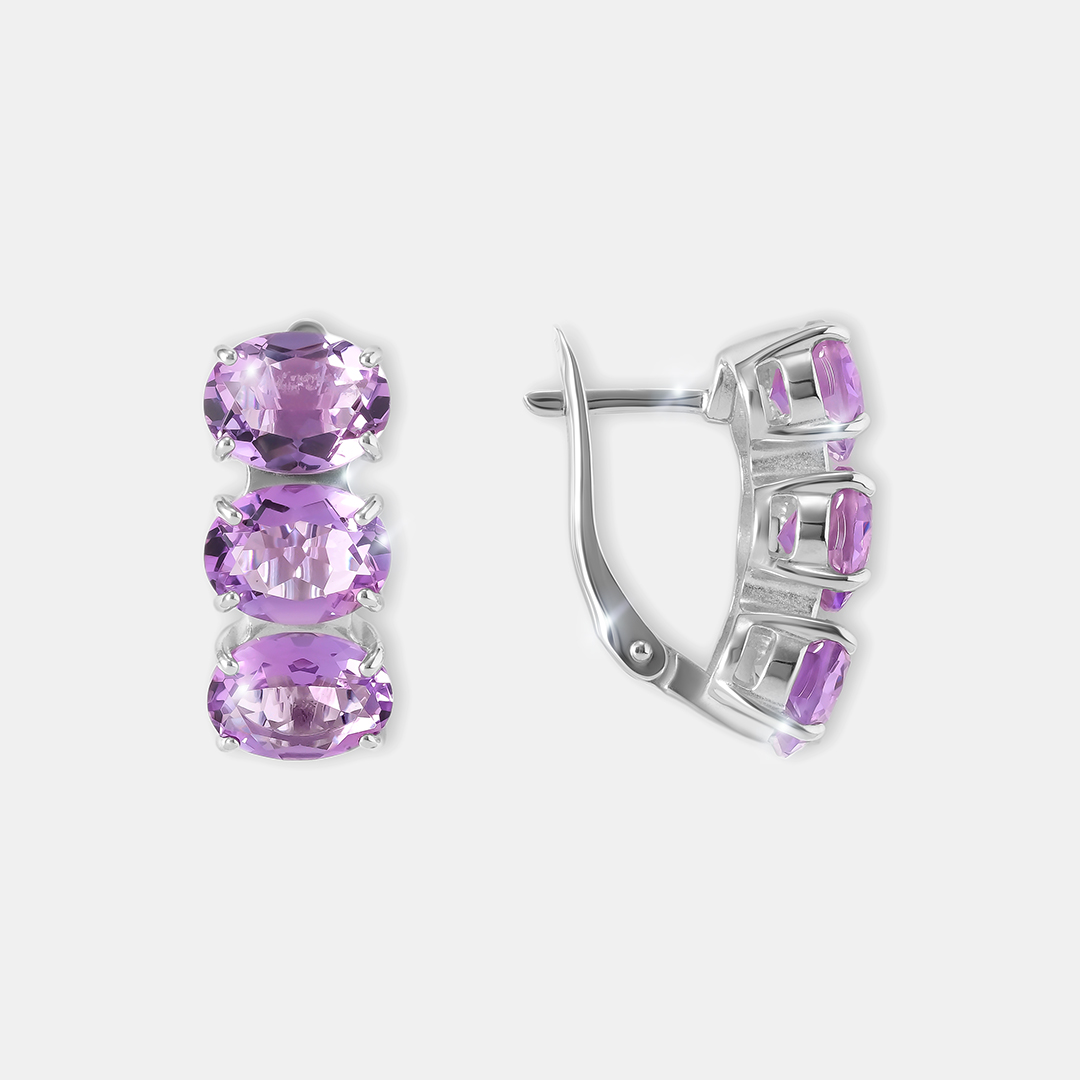 Серебряные серьги с аметистами