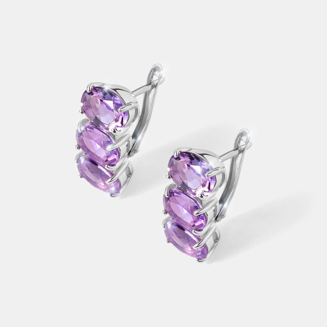 Серебряные серьги с аметистами