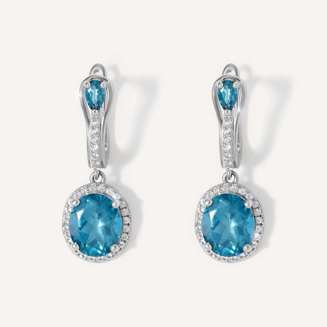 Серебряные серьги с топазами Параиба
