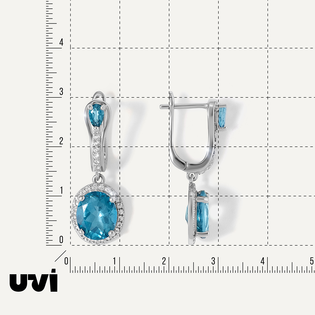 Серебряные серьги с топазами Параиба