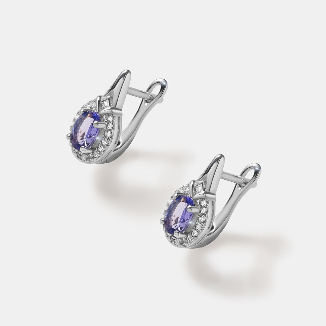 Серебряные серьги с танзанитами