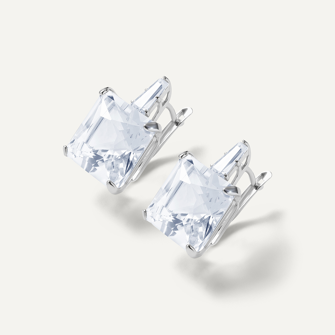 Серебряные серьги с горным хрусталем