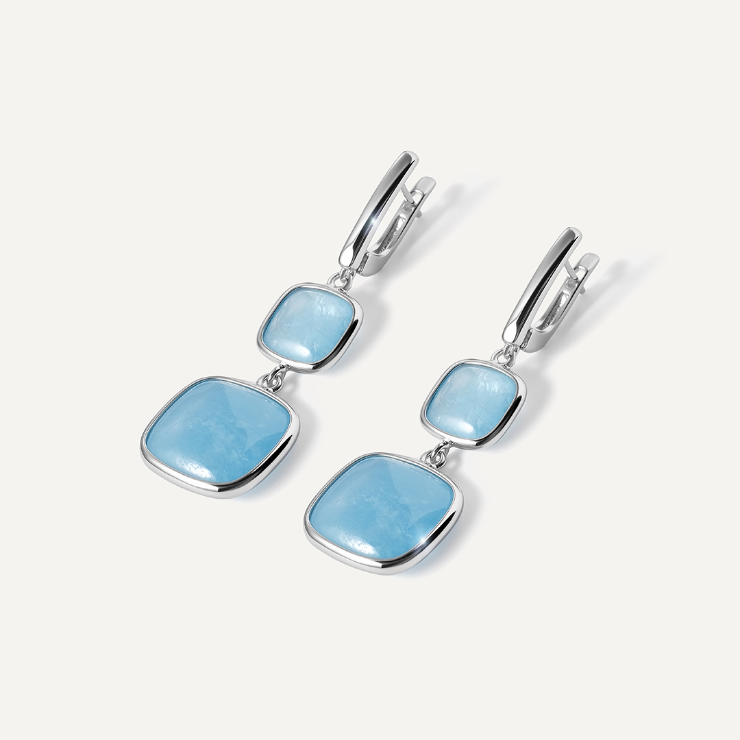 Серебряные серьги с аквамаринами