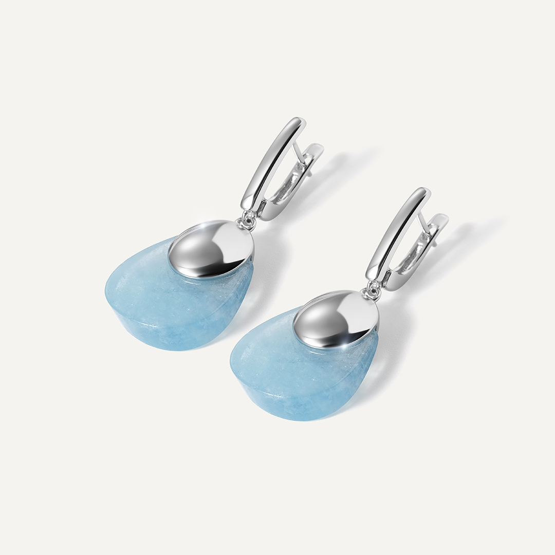 Серебряные серьги с аквамаринами