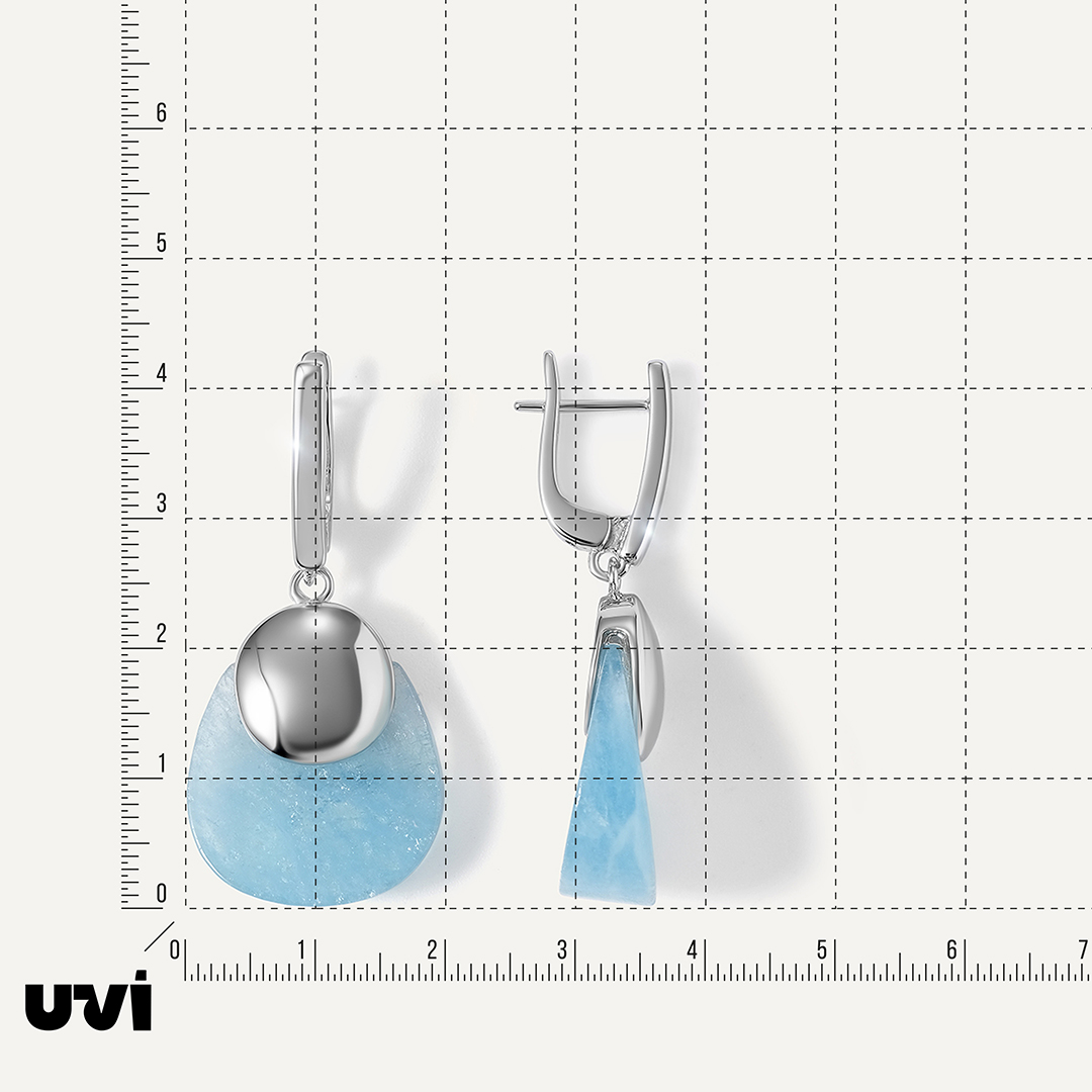 Серебряные серьги с аквамаринами