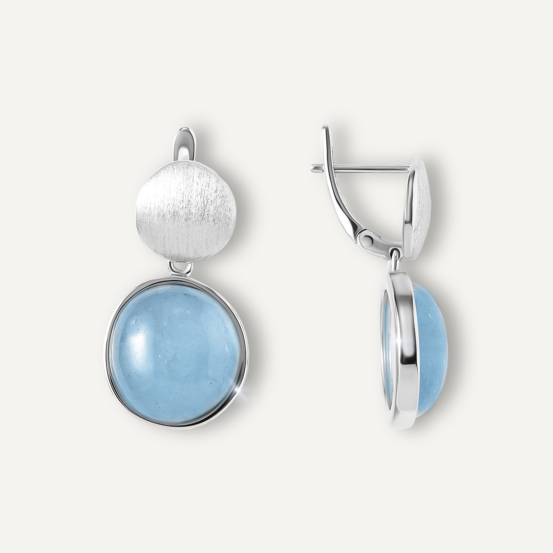 Серебряные серьги с аквамаринами