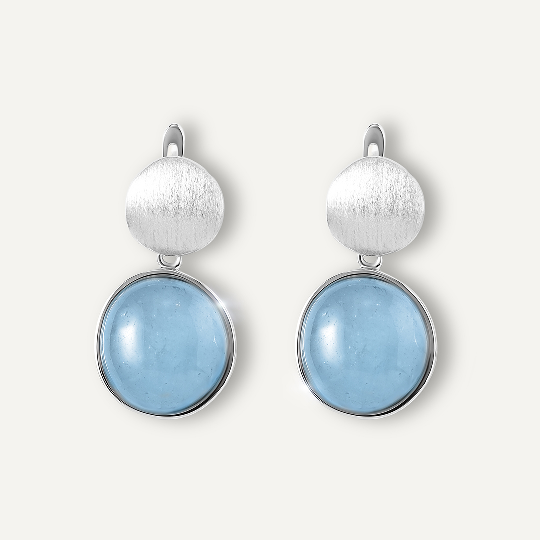 Серебряные серьги с аквамаринами