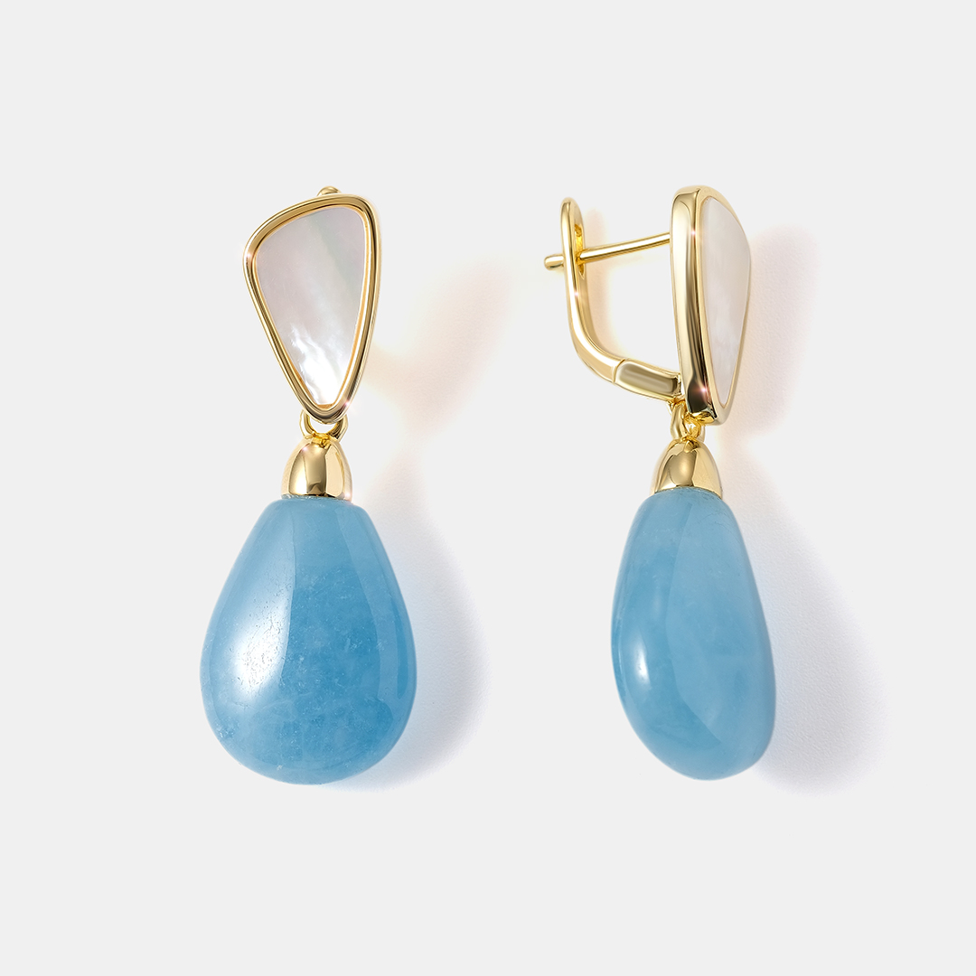 Серебряные серьги с аквамаринами