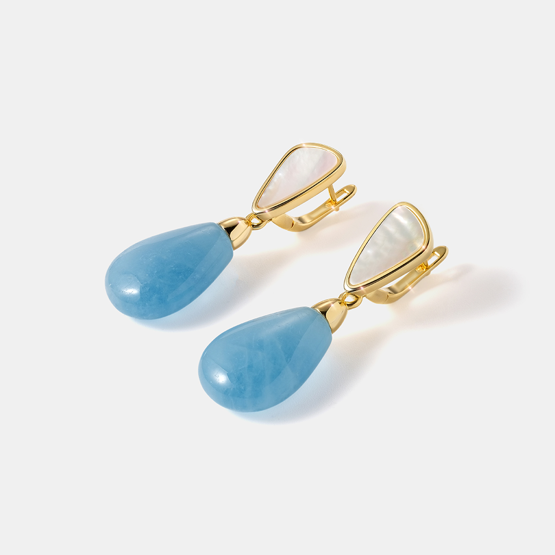 Серебряные серьги с аквамаринами