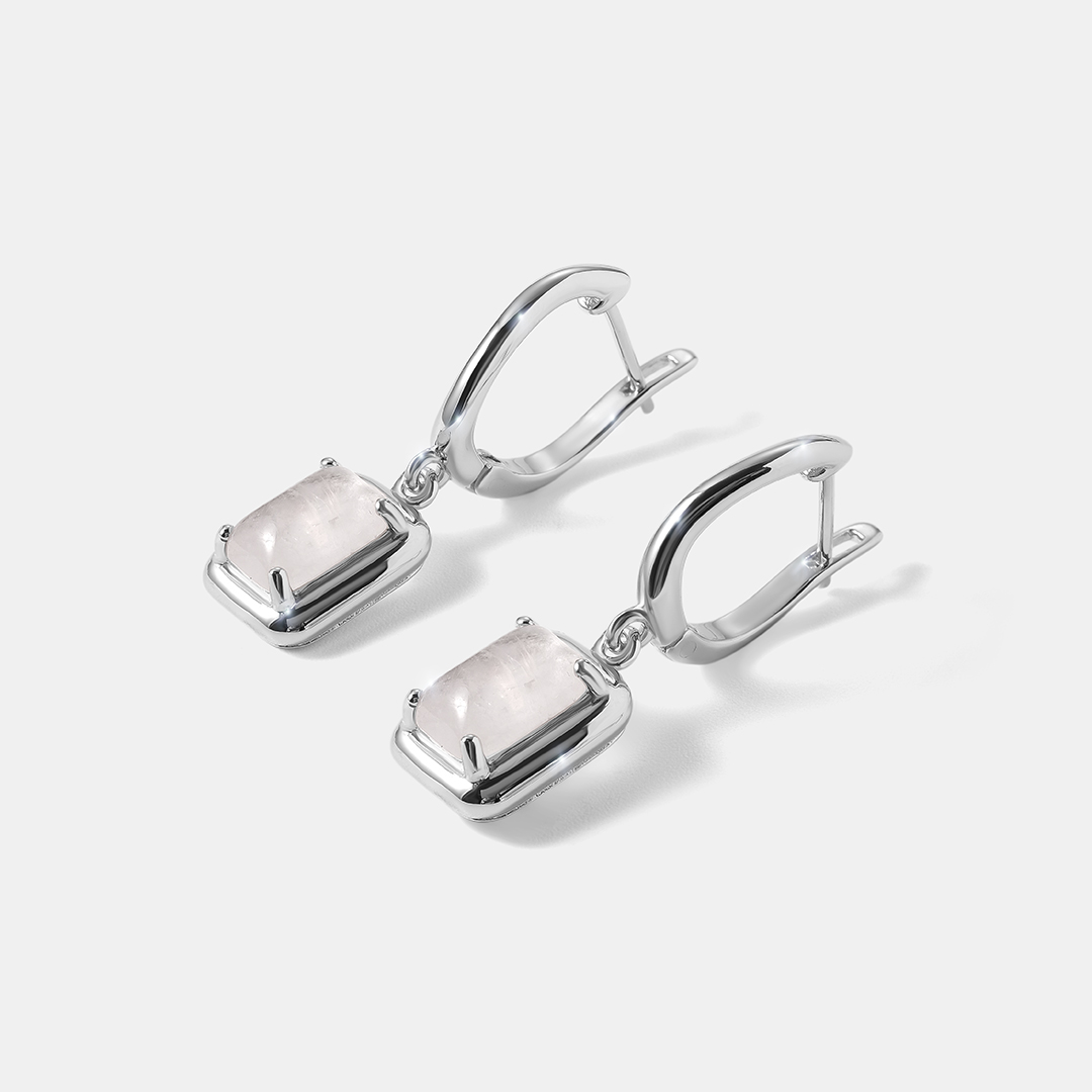 Серебряные серьги с морганитами