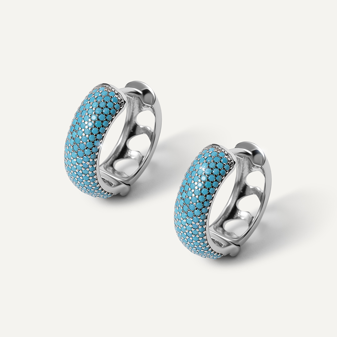 Серебряные серьги-конго с бирюзой