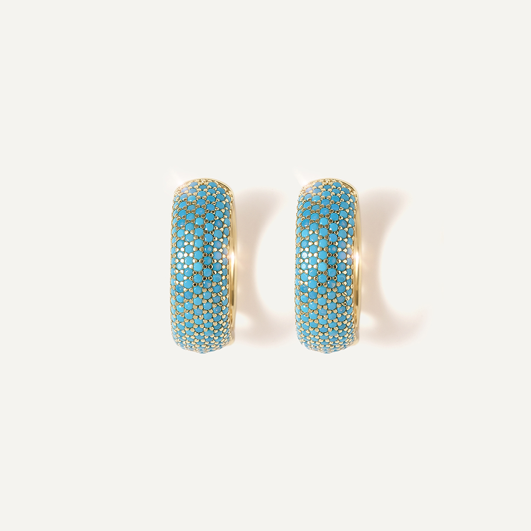 Серебряные серьги-конго с бирюзой