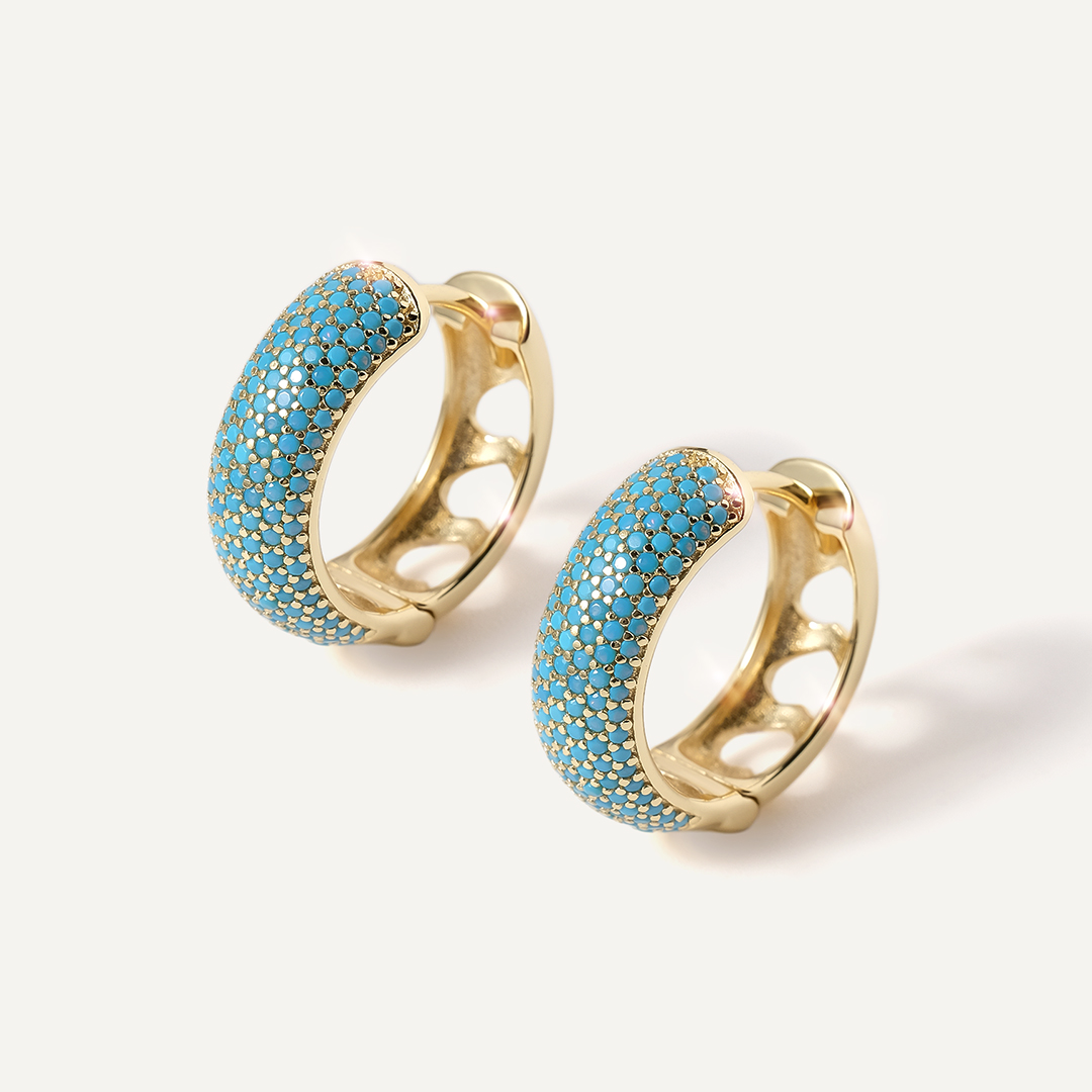 Серебряные серьги-конго с бирюзой