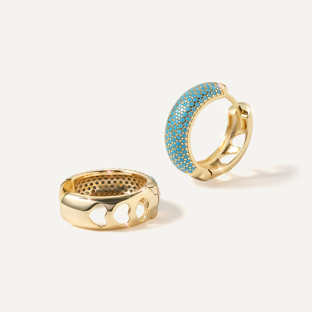 Серебряные серьги-конго с бирюзой