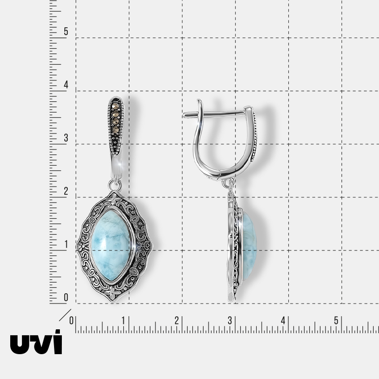 Серебряные серьги с ларимарами