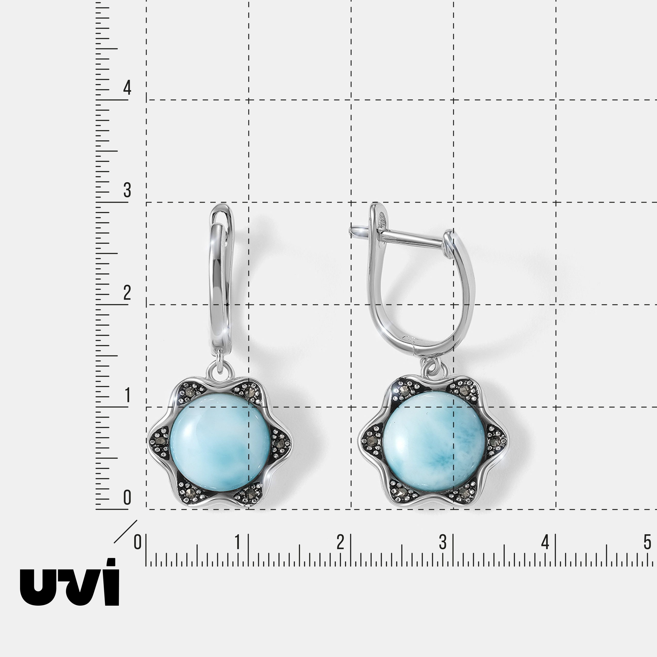 Серебряные серьги с ларимарами